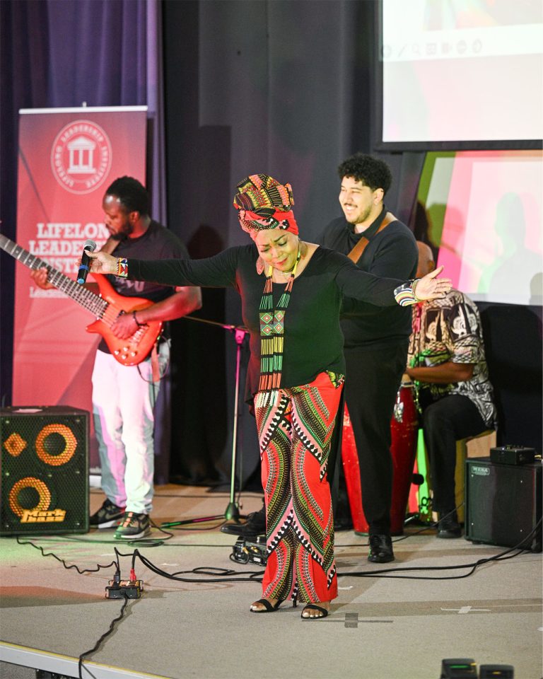 Lorraine Klaasen and band performing at LBD C22 Convocation June 2022